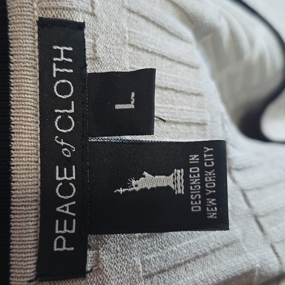 PEACE OF CLOTH Off to the Races Crewneck Sweater Cream Back White Stripes Large - Picture 11 of 13